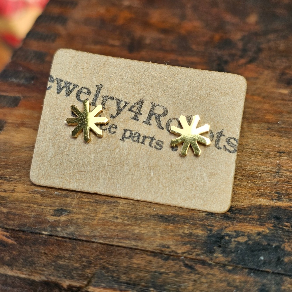 Gold Snowflake Starburst Stainless Steel Stud Earrings Women OS Studs